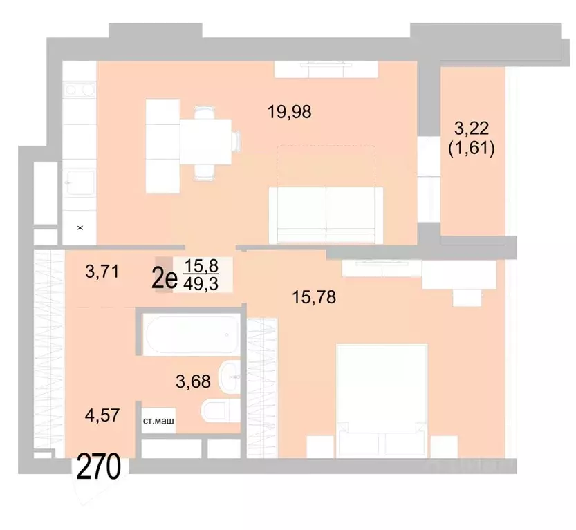 1-к кв. Свердловская область, Екатеринбург ул. Черкасская, 5к2 (50.94 ... - Фото 1
