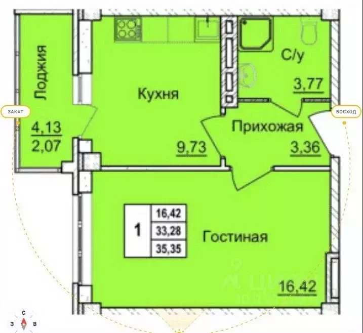 1-к кв. Ростовская область, Ростов-на-Дону Автобусный пер., 2с1 (39.4 ... - Фото 2