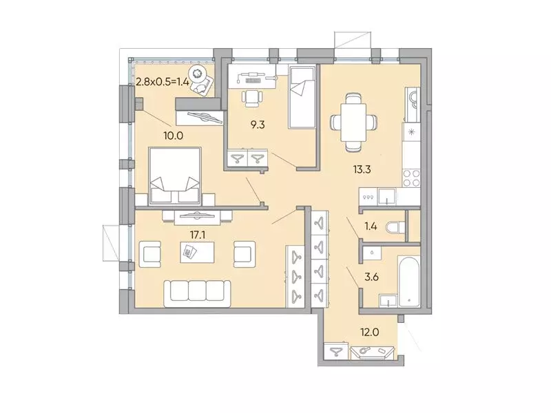 1-комнатная квартира: Чита, микрорайон Хороший (33 м) - Фото 0