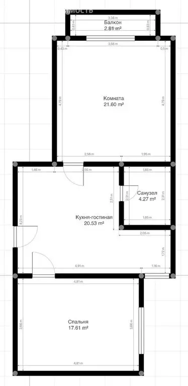3-комнатная квартира: Нальчик, улица Шогенова, 77 (74.84 м) - Фото 0