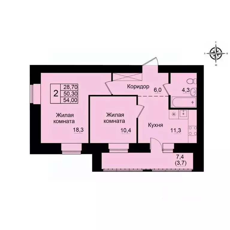 2-к кв. Кировская область, Киров Хлыновская ул., 21 (54.0 м) - Фото 1