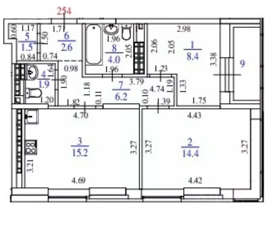 2-к кв. Свердловская область, Екатеринбург ул. Блюхера, 38 (57.99 м) - Фото 0