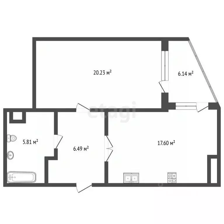 2-к кв. Московская область, Дзержинский Угрешская ул., 32 (52.3 м) - Фото 2