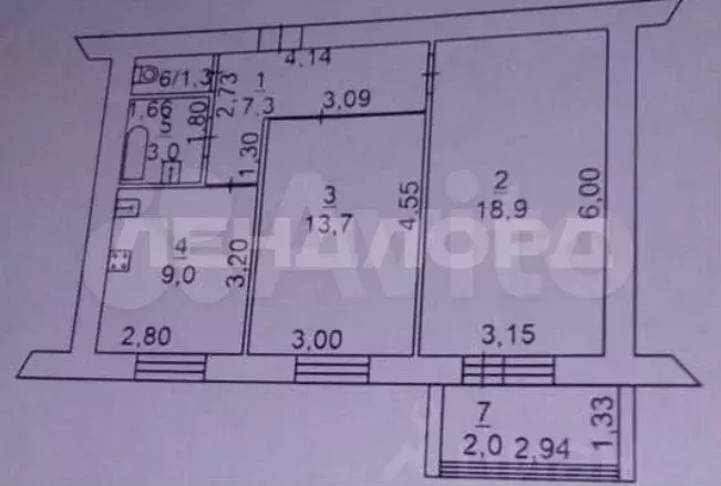 2-к. квартира, 52 м, 3/7 эт. - Фото 0