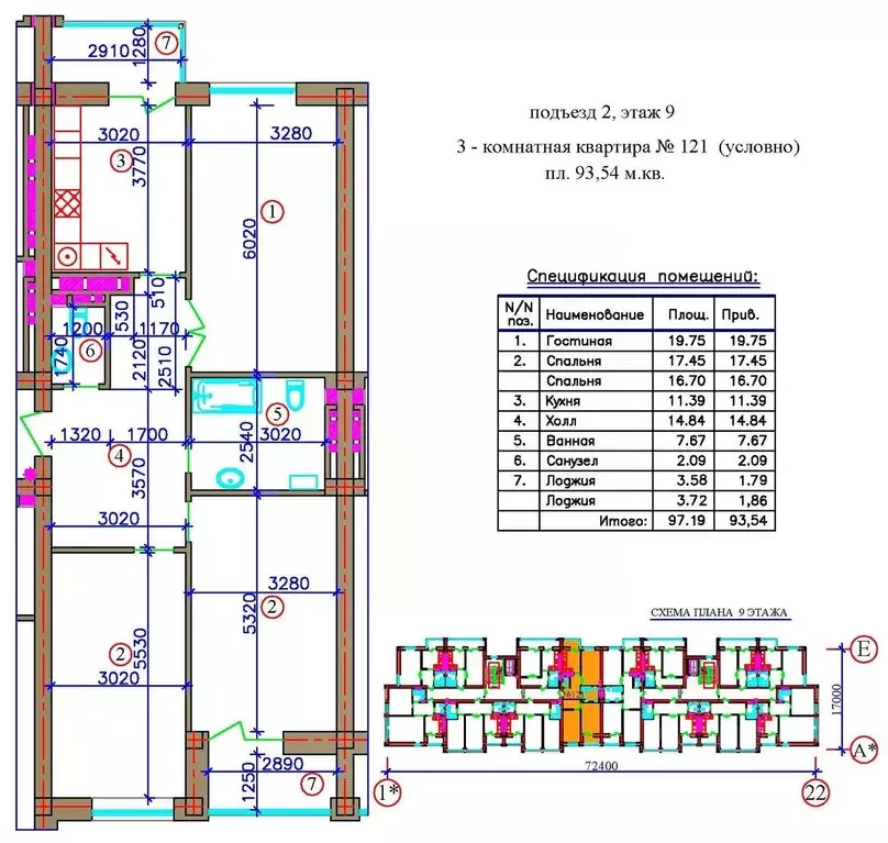 3-к кв. Северная Осетия, Владикавказ Весенняя ул. (93.54 м) - Фото 1