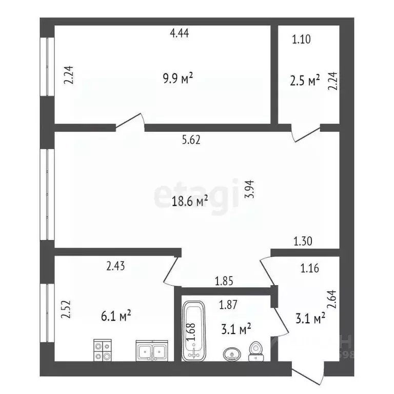 2-к кв. Карелия, Сегежа Владимирская ул., 6 (43.3 м) - Фото 1