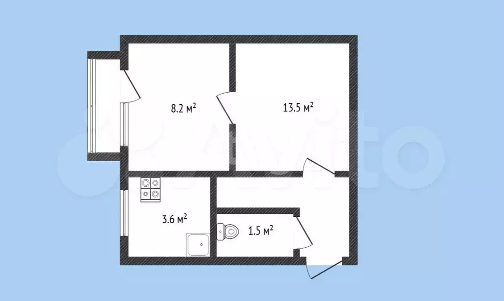 2-к. квартира, 33 м, 3/3 эт. - Фото 0