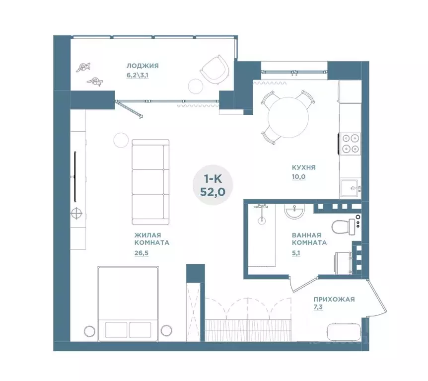 1-к кв. Красноярский край, Красноярск Свердловская ул., 6Е (51.9 м) - Фото 1
