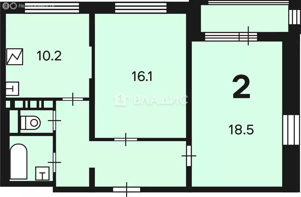 2-комнатная квартира: Москва, район Троицк, Кварцевая улица, 2к1 (58.4 ... - Фото 0