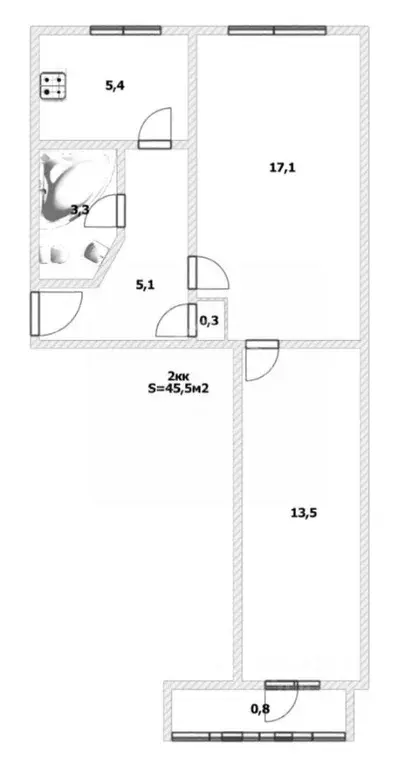 2-к кв. Калининградская область, Калининград ул. Зои Космодемьянской, ... - Фото 2