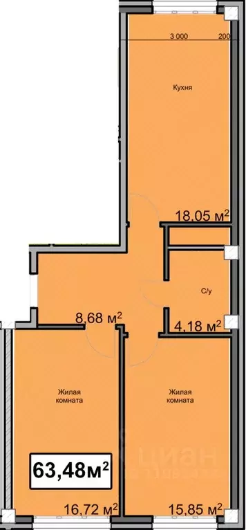 2-к кв. Ставропольский край, Ессентуки ул. Благодатная, 22к3 (63.48 м) - Фото 0
