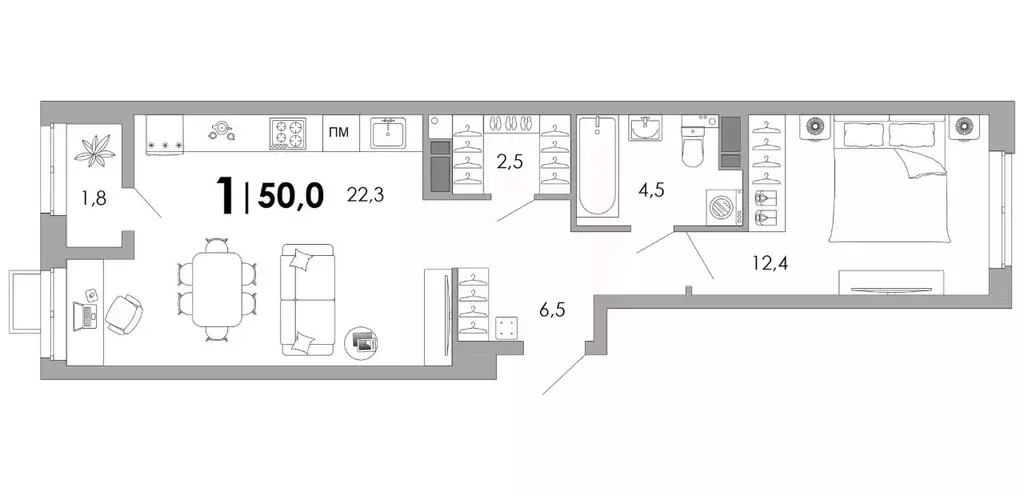 1-к кв. Владимирская область, Владимир Уно жилой комплекс (50.0 м) - Фото 1