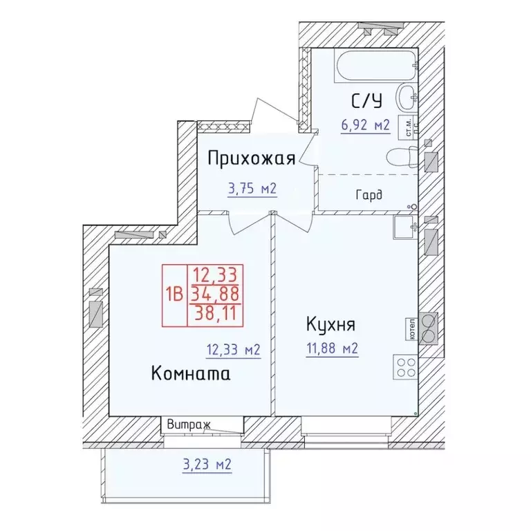 1-к кв. Ярославская область, Ярославль 1-й мкр,  (38.11 м) - Фото 0