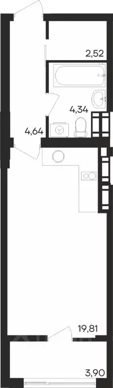 Студия Мурманская область, Мурманск Молодежный проезд, 17 (35.21 м) - Фото 1