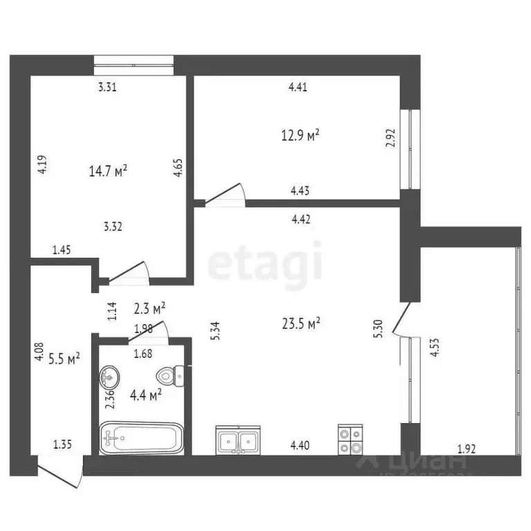 2-к кв. Костромская область, Кострома Пятницкая ул., 12 (72.0 м) - Фото 1