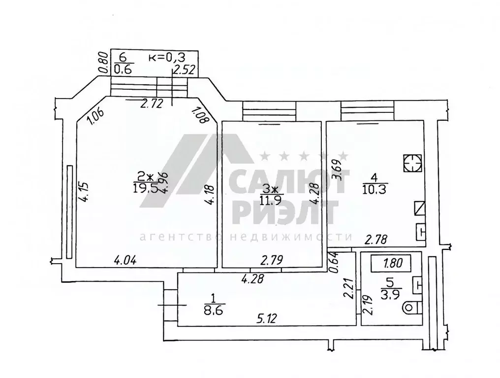 2-к кв. Калининградская область, Калининград ул. Аксакова, 102В (54.2 ... - Фото 2