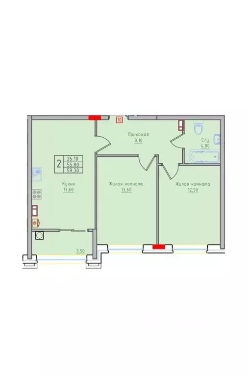 2-к кв. Ставропольский край, Невинномысск ул. Имени Героя России ... - Фото 1