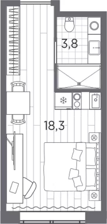 Студия Санкт-Петербург просп. Стачек, 62Е (22.1 м) - Фото 0