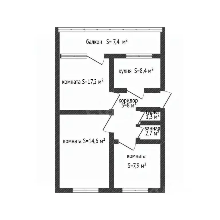 3-к кв. Краснодарский край, Динской район, Мичуринское с/пос, пос. ... - Фото 2