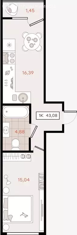 1-комнатная квартира: Динской район, Южно-Кубанское сельское ... - Фото 1