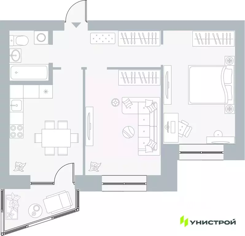 2-к кв. Пермский край, Пермь Рионская ул., 4А (57.35 м) - Фото 1