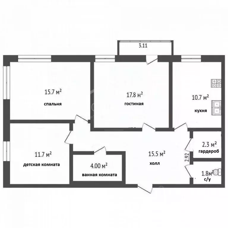 3-к кв. Калининградская область, Калининград Майский пер., 1 (79.5 м) - Фото 1