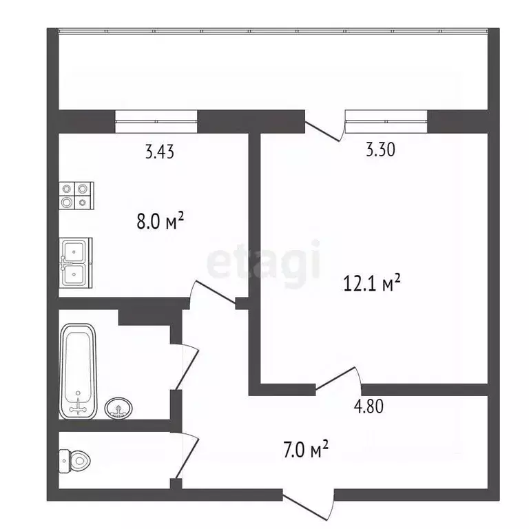 1-к кв. Татарстан, Нижнекамск Корабельная ул., 30 (44.0 м) - Фото 2