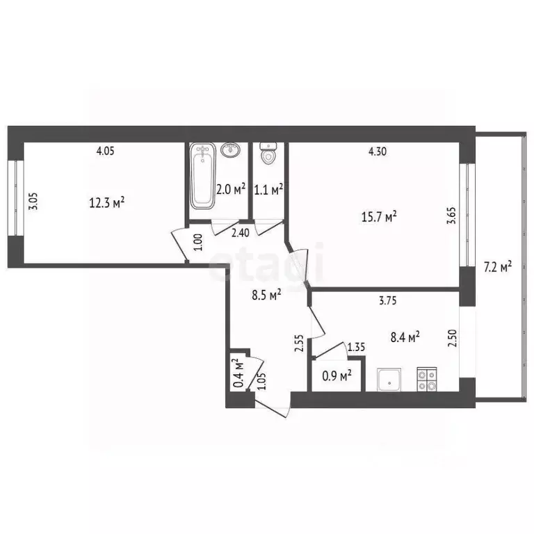 2-к кв. Калужская область, Сухиничи ул. Ленина, 121 (56.5 м) - Фото 0