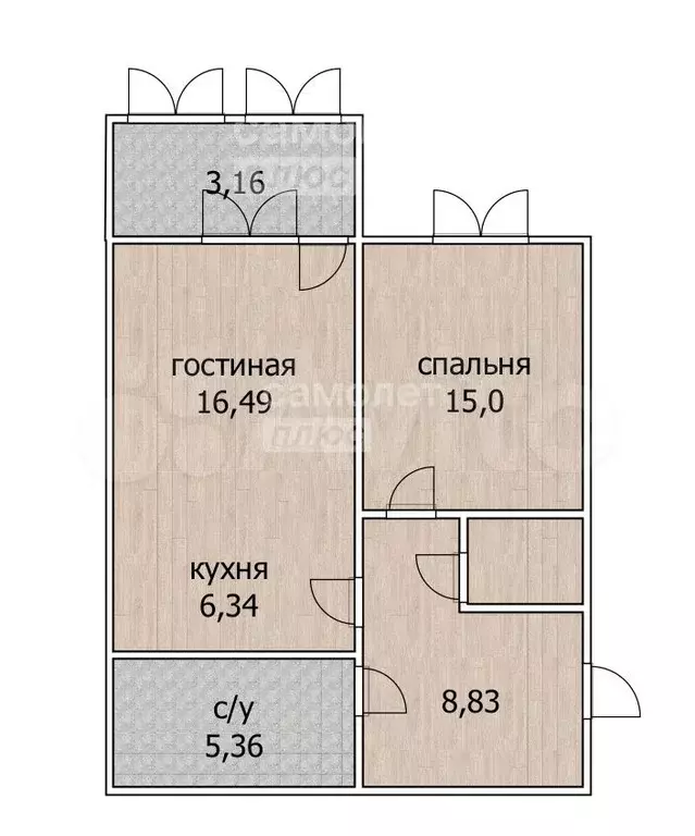 2-к. квартира, 52,7 м, 2/6 эт. - Фото 0