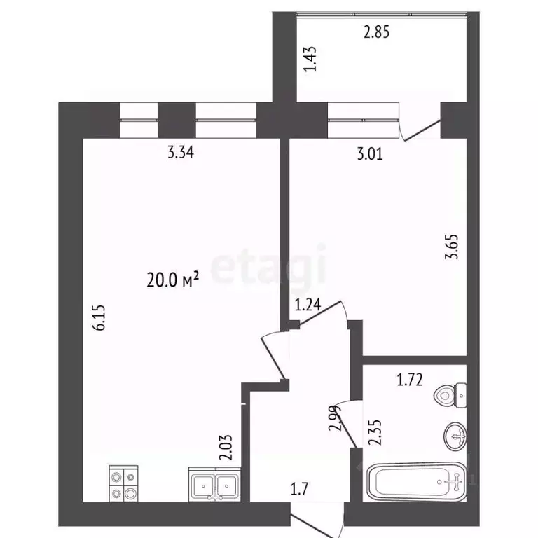 1-к кв. Ростовская область, Аксай ул. Строителей, 6к2 (41.1 м) - Фото 2