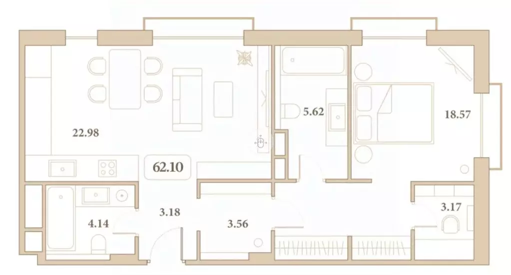 1-к кв. Краснодарский край, Анапа ул. Толстого, 26 (62.1 м) - Фото 2