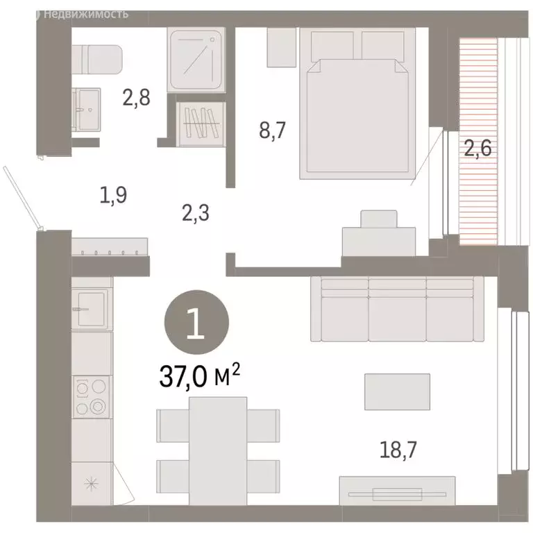 1-комнатная квартира: Новосибирск, квартал Лебедевский, 1/3 (37 м) - Фото 2
