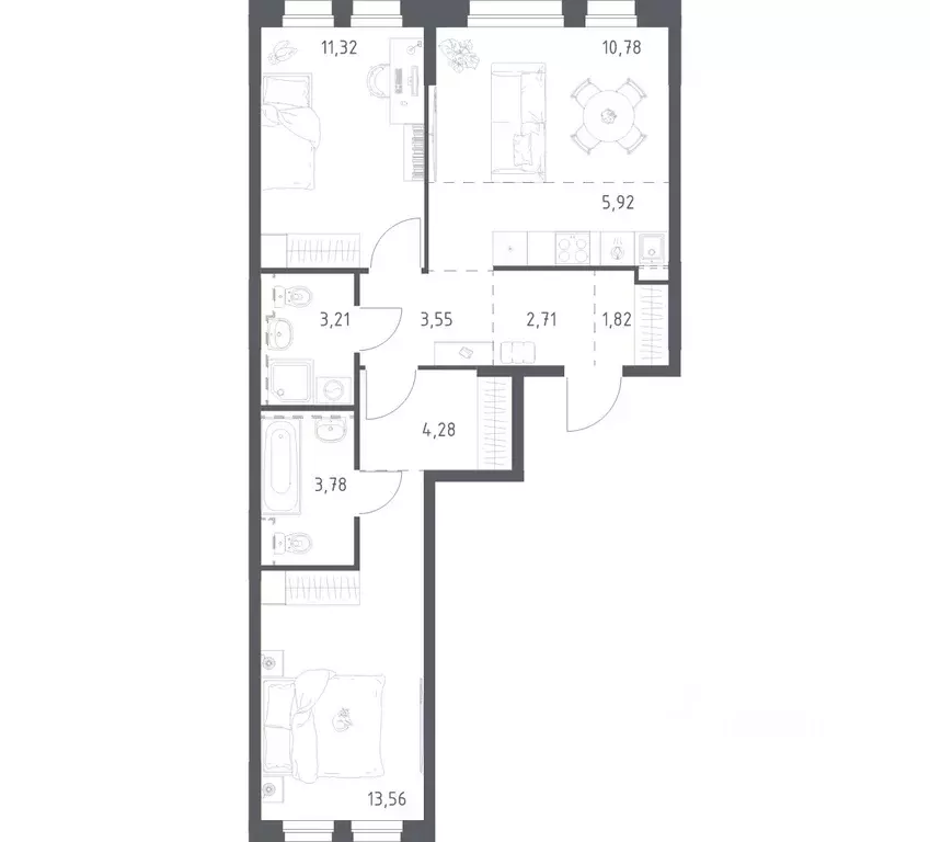 2-к кв. Башкортостан, Уфа ул. Рашита Манурова (60.93 м) - Фото 1