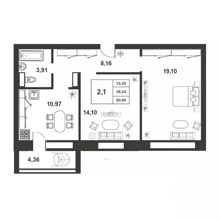 2-к кв. Новгородская область, Великий Новгород ул. Королева, 22к2 ... - Фото 1