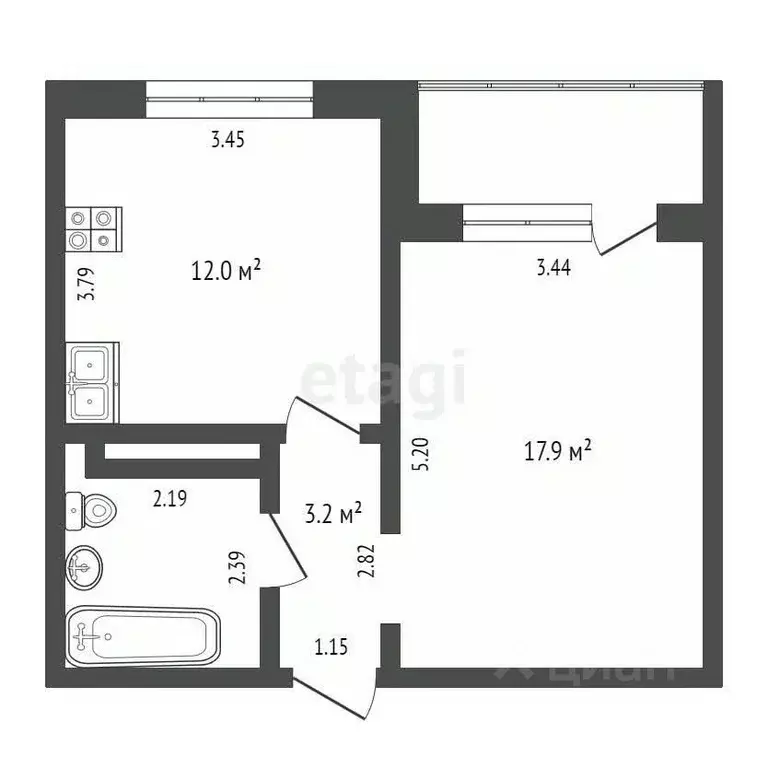 1-к кв. Тюменская область, Тюмень ул. Константина Посьета, 7 (39.3 м) - Фото 2