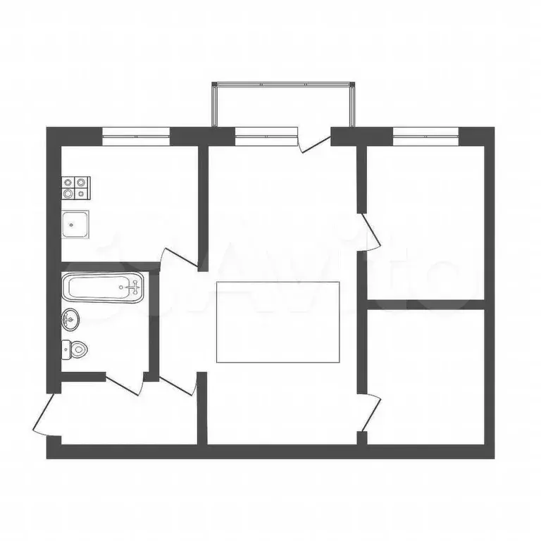 2-к. квартира, 45,1 м, 2/5 эт. - Фото 0