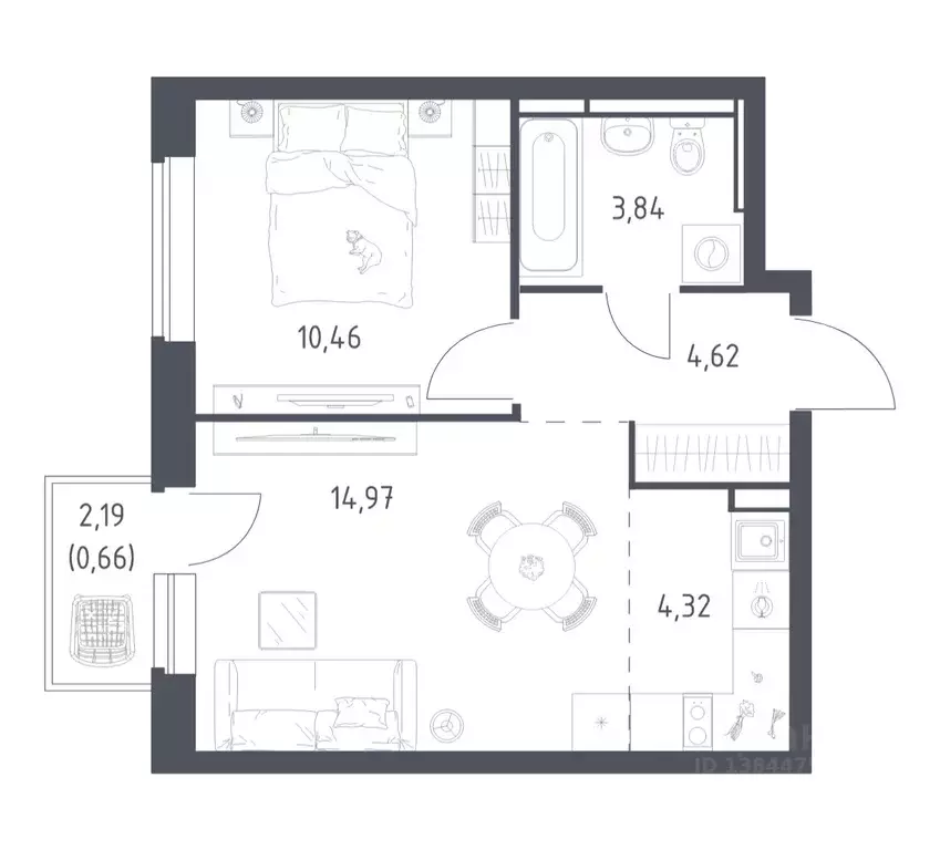 1-к кв. Московская область, Ленинский городской округ, д. Калиновка ... - Фото 1