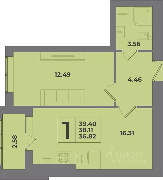 1-к кв. Калининградская область, Калининград Коммунистическая ул. ... - Фото 1