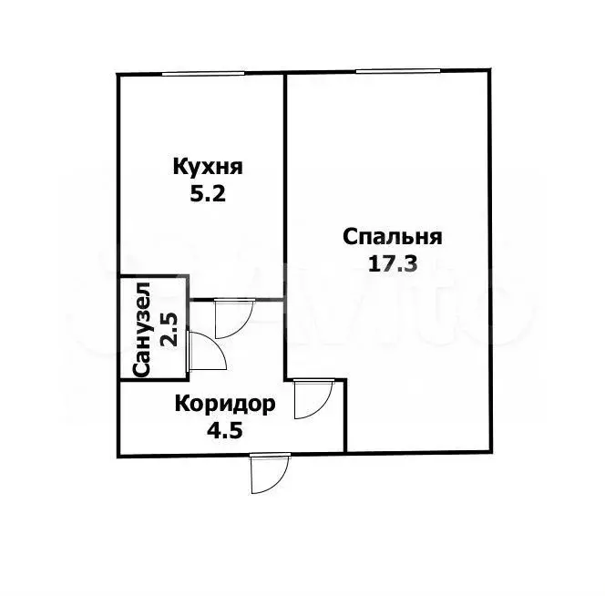 1-к. квартира, 30 м, 5/5 эт. - Фото 0