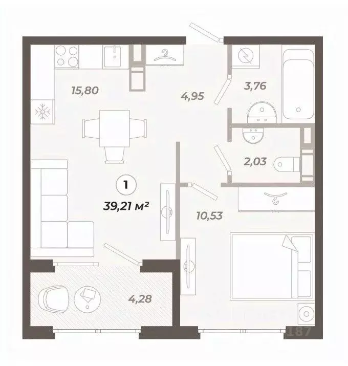 1-к кв. Санкт-Петербург ул. Коли Томчака, 21Д (39.21 м) - Фото 0