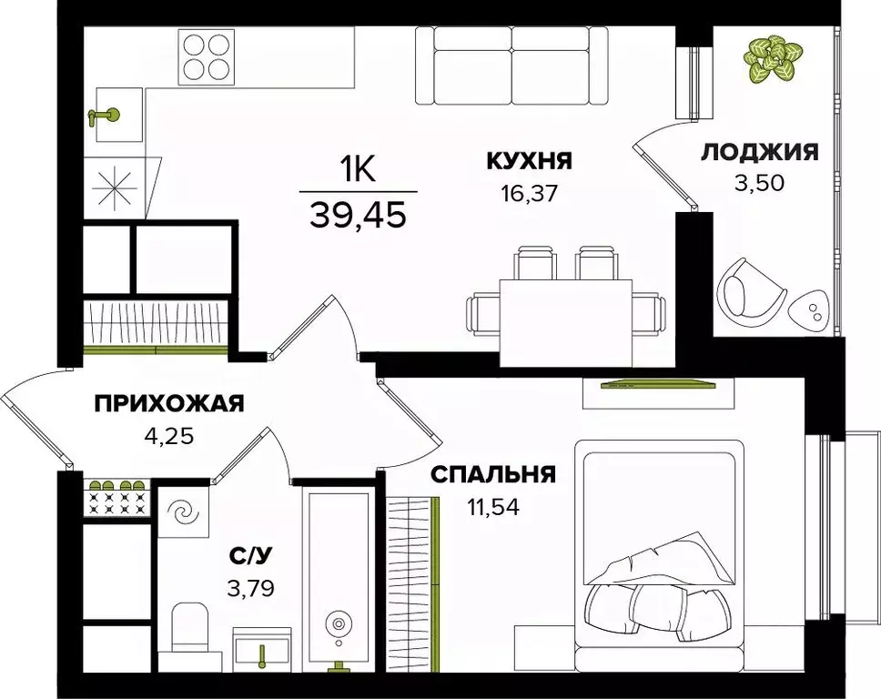 1-к кв. Тульская область, Тула  (39.45 м) - Фото 0