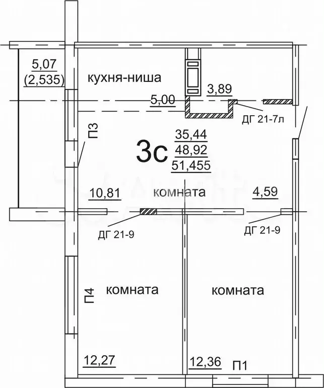 2-к. квартира, 51,5 м, 1/10 эт. - Фото 0