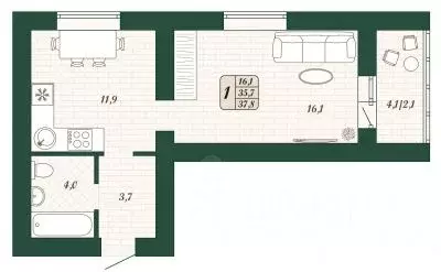 1-к кв. Самарская область, Волжский район, Смышляевка городское ... - Фото 1