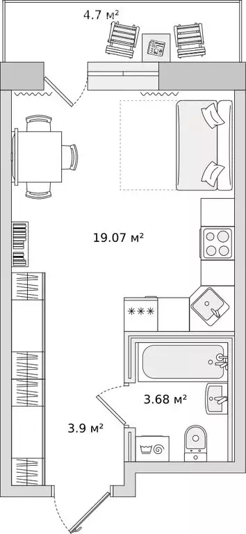 Квартира-студия: посёлок Бугры, Тихая улица, 3к3 (26.3 м) - Фото 0