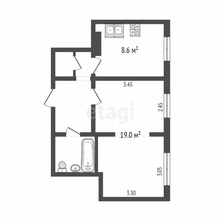 1-комнатная квартира: Петропавловск-Камчатский, улица Виталия Кручины, ... - Фото 1