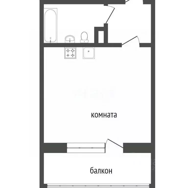 Студия Курганская область, Курган ул. 2-я Часовая, 54А (24.5 м) - Фото 1