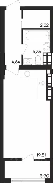 Студия Мурманская область, Мурманск Первомайский округ,  (35.72 м) - Фото 1
