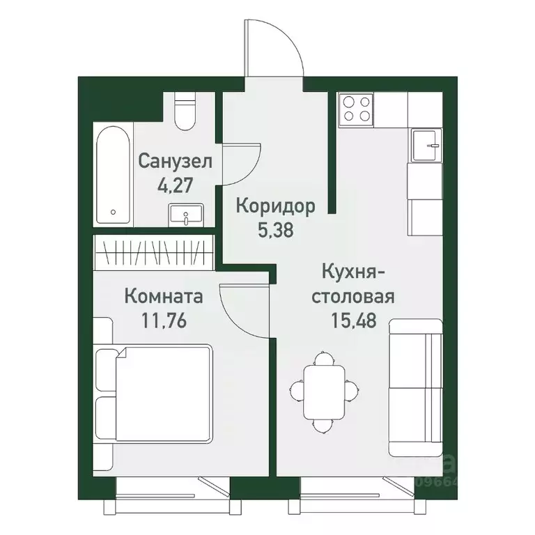 1-к кв. Челябинская область, Челябинский городской округ, пос. ... - Фото 1
