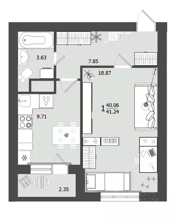 1-к кв. Московская область, Клин Клинская ул., 30 (41.24 м) - Фото 0