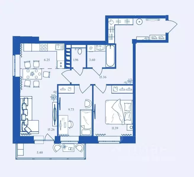 2-к кв. Брянская область, Брянск Деснаград мкр,  (68.95 м) - Фото 2